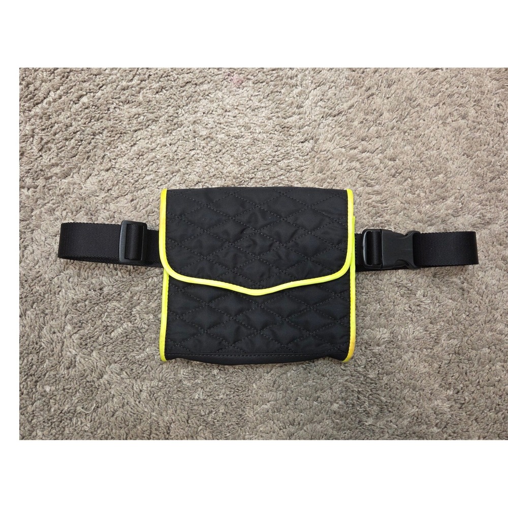 Rebecca Minkoff Nylon Sidekick Belt Bag Black‎ Neon Yellow Quilted Waist Pack
